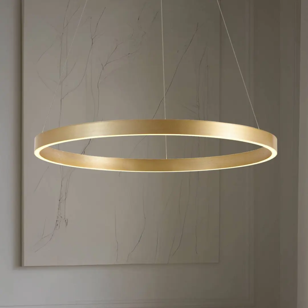 Lucande Hanglamp Metaal 80cm - 1 Lichtpunt - Dimbaar - Goud/Wit