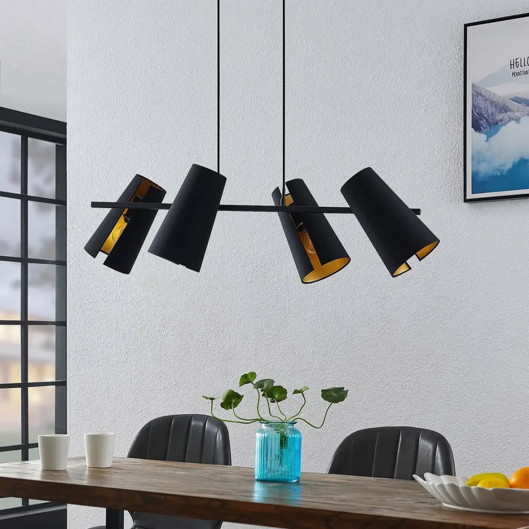 Lucande Hanglamp 4-Lichts E27 - Zwart/Goud