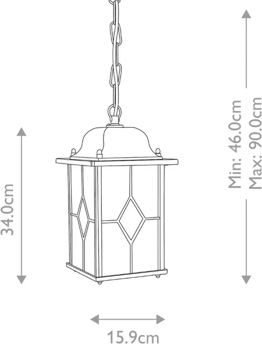 Elstead Wexford LED Buiten Hanglamp E27 60W - Dimbaar - Zwart/Zilver
