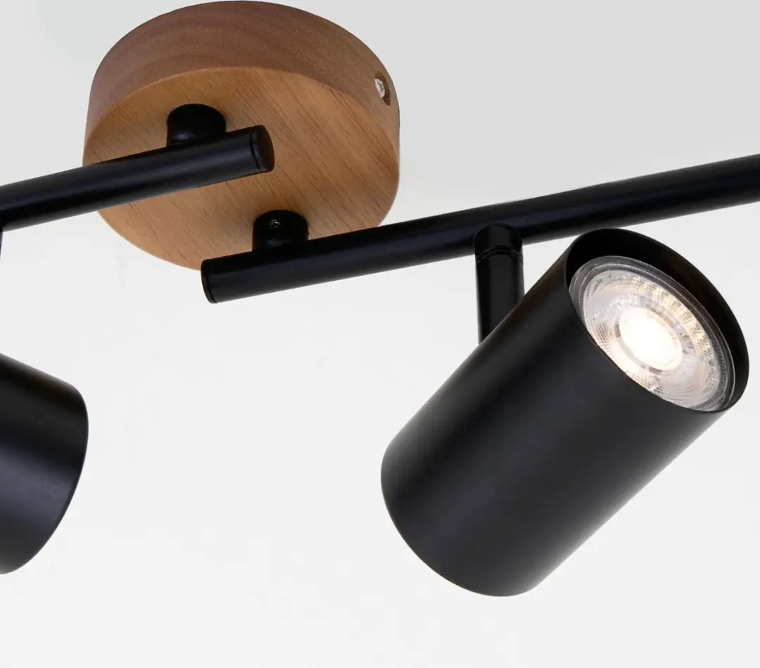 Briloner Wood & Style Plafondlamp 4x GU10 - Zwart