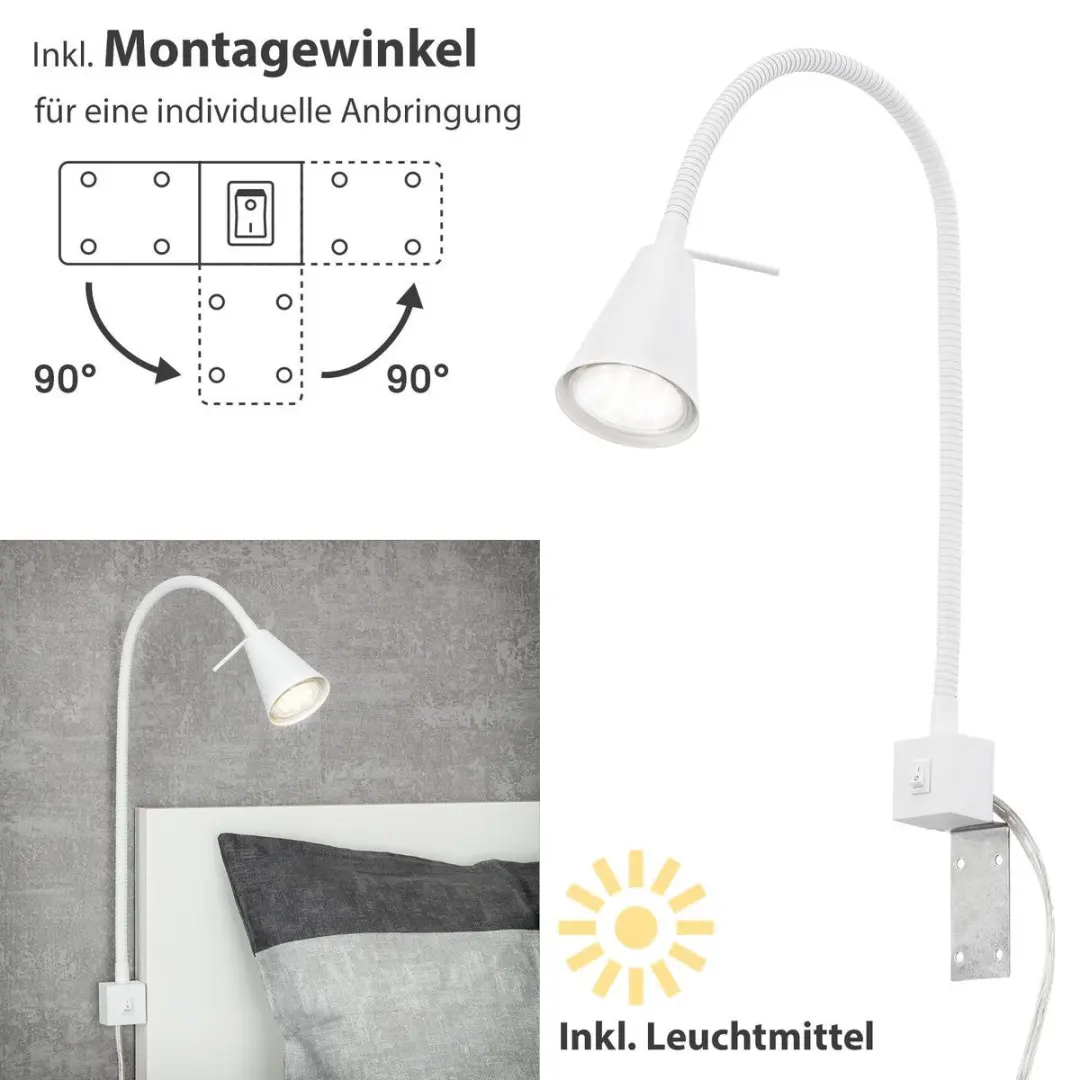 Briloner Tuso Wandlamp GU10 - 2x Warm Wit 3.000K - Wit