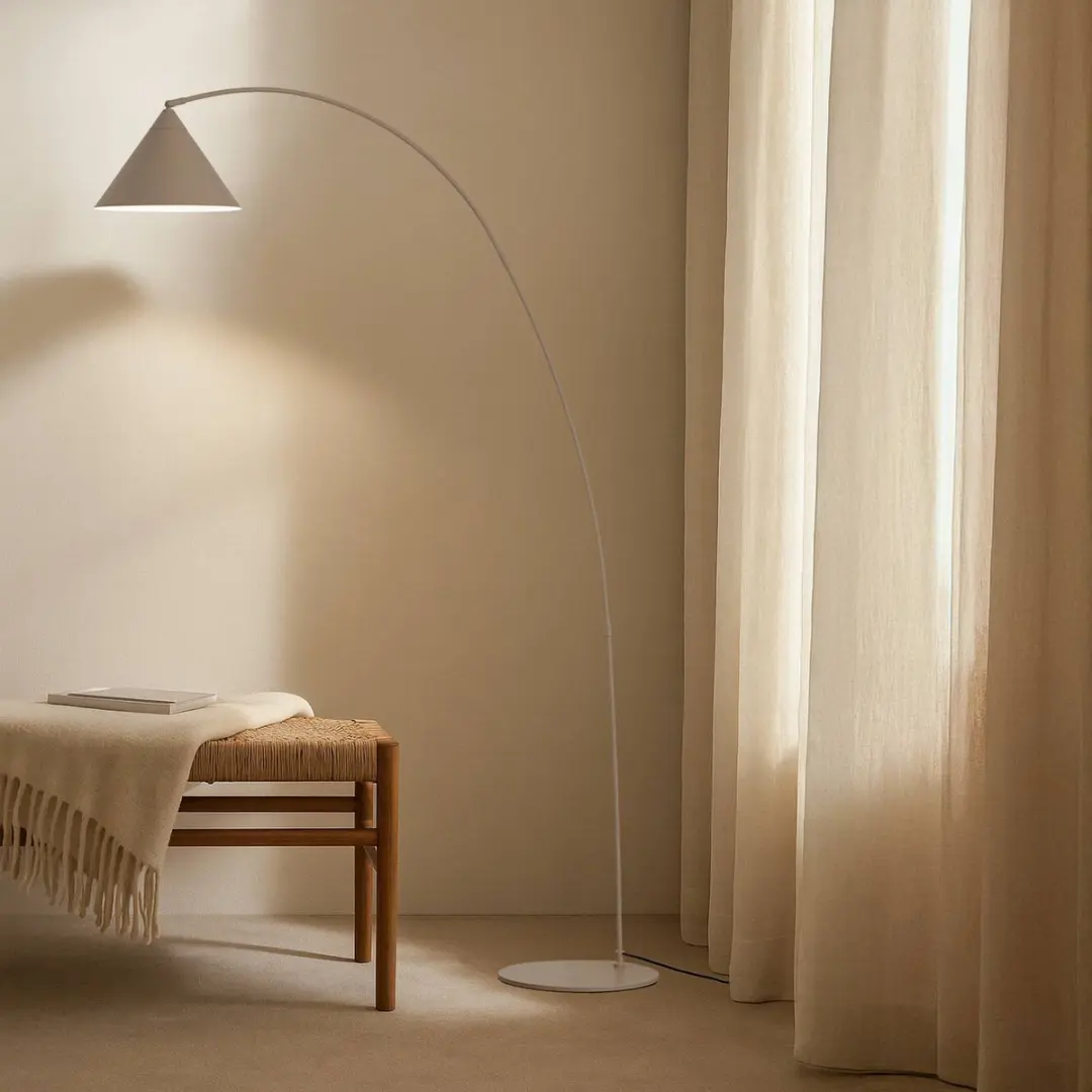 Lindby Vloerlamp 195cm Metaal - Beige/Wit