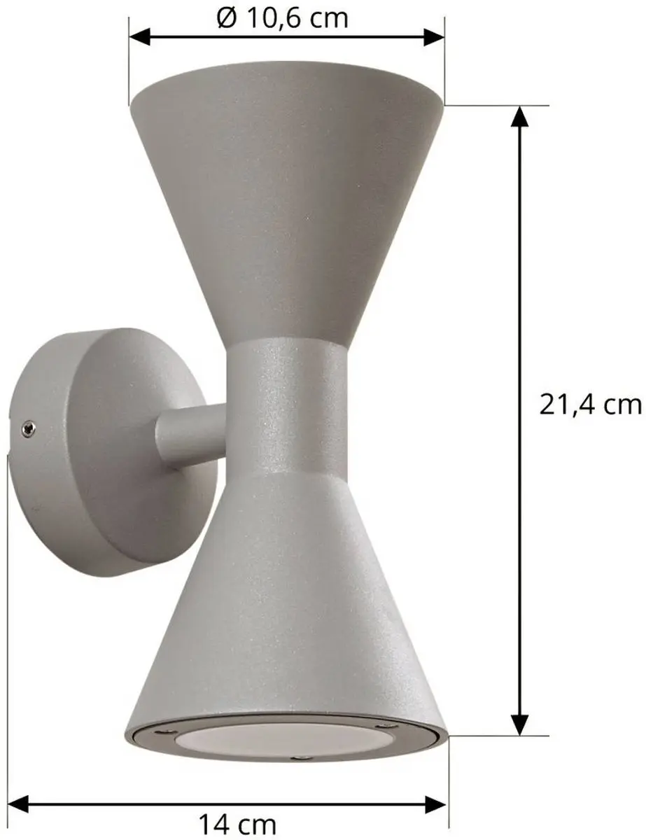 Lucande Wandlamp Buiten 2-lichts GU10 Grijs