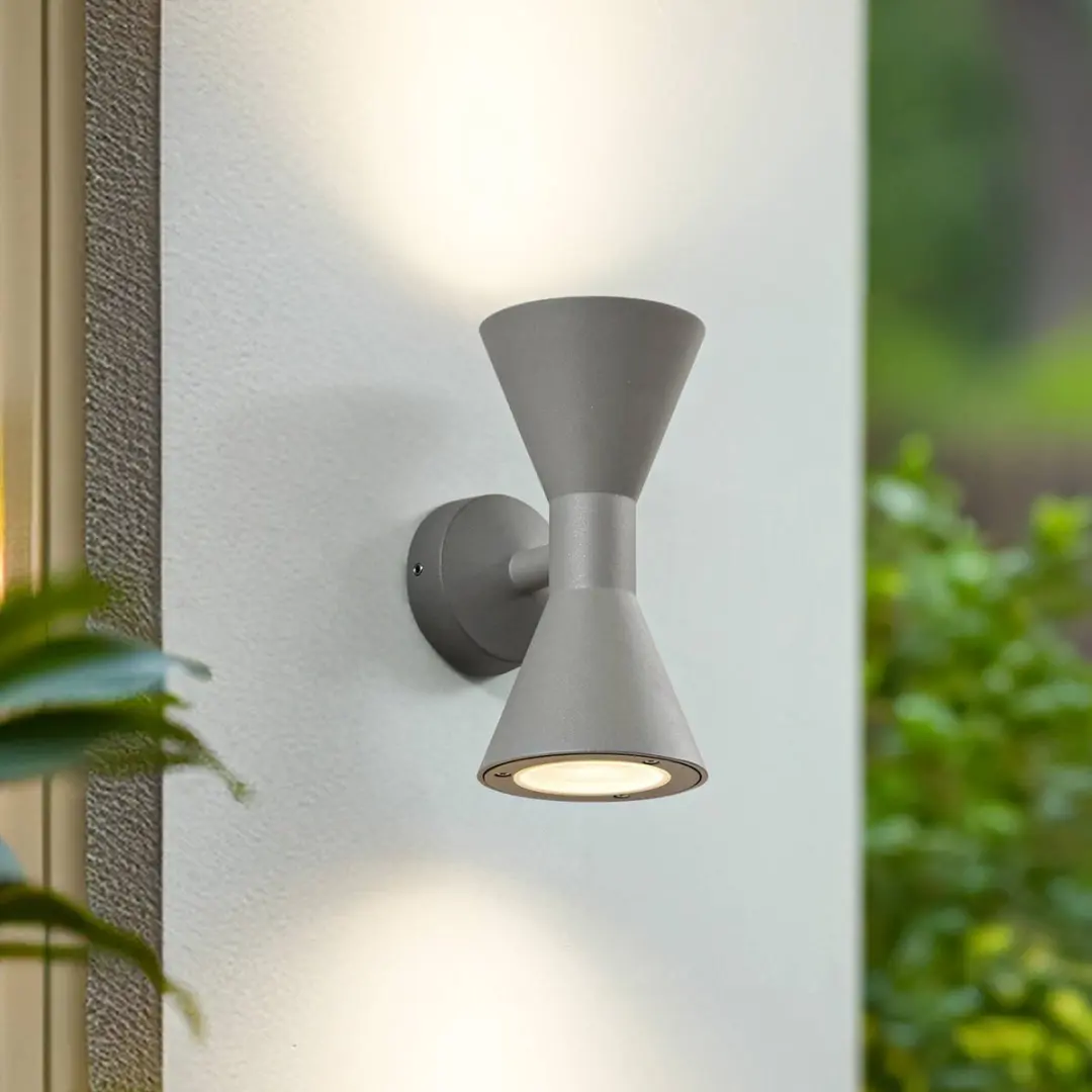Lucande Wandlamp Buiten 2-lichts GU10 Grijs