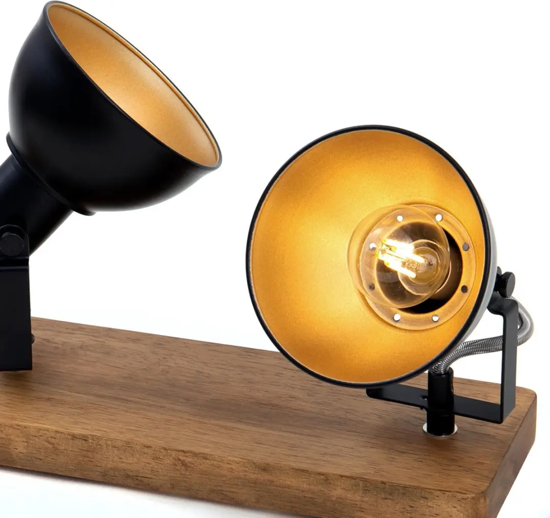 Briloner Barnim Opbouwspot 3x25W - Hout/Zwart & Goud