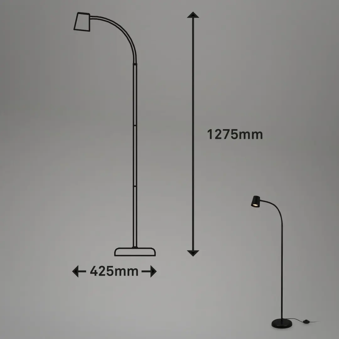 Briloner Skriva Vloerlamp - 8W - 127,5cm - Zwart