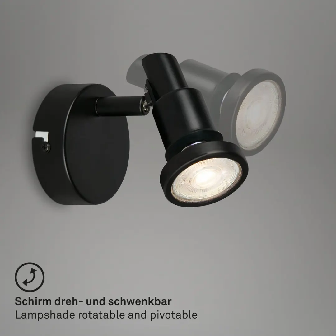 Briloner LED Badkamerverlichting Wandlamp GU10 IP44 - 4,8W - Zwart