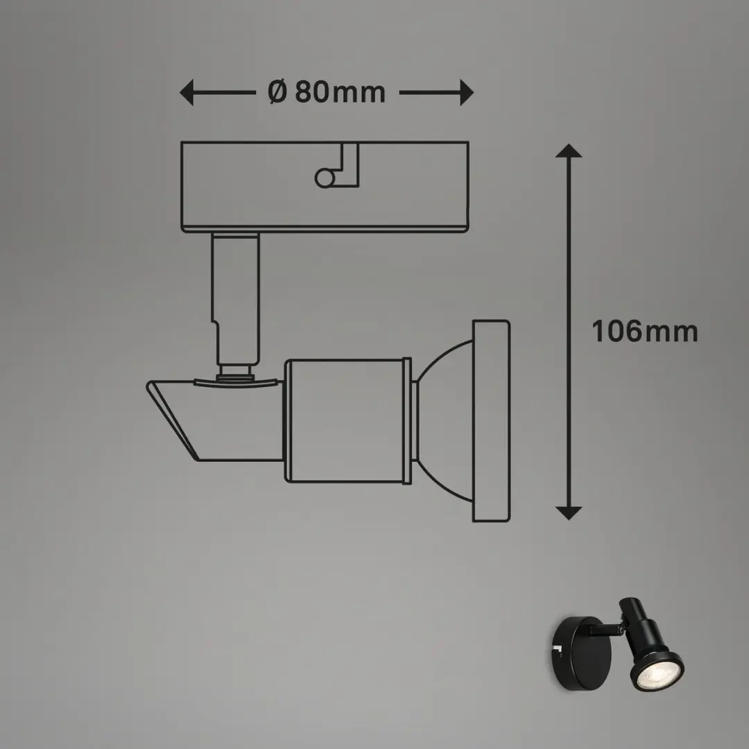 Briloner LED Badkamerverlichting Wandlamp GU10 IP44 - 4,8W - Zwart