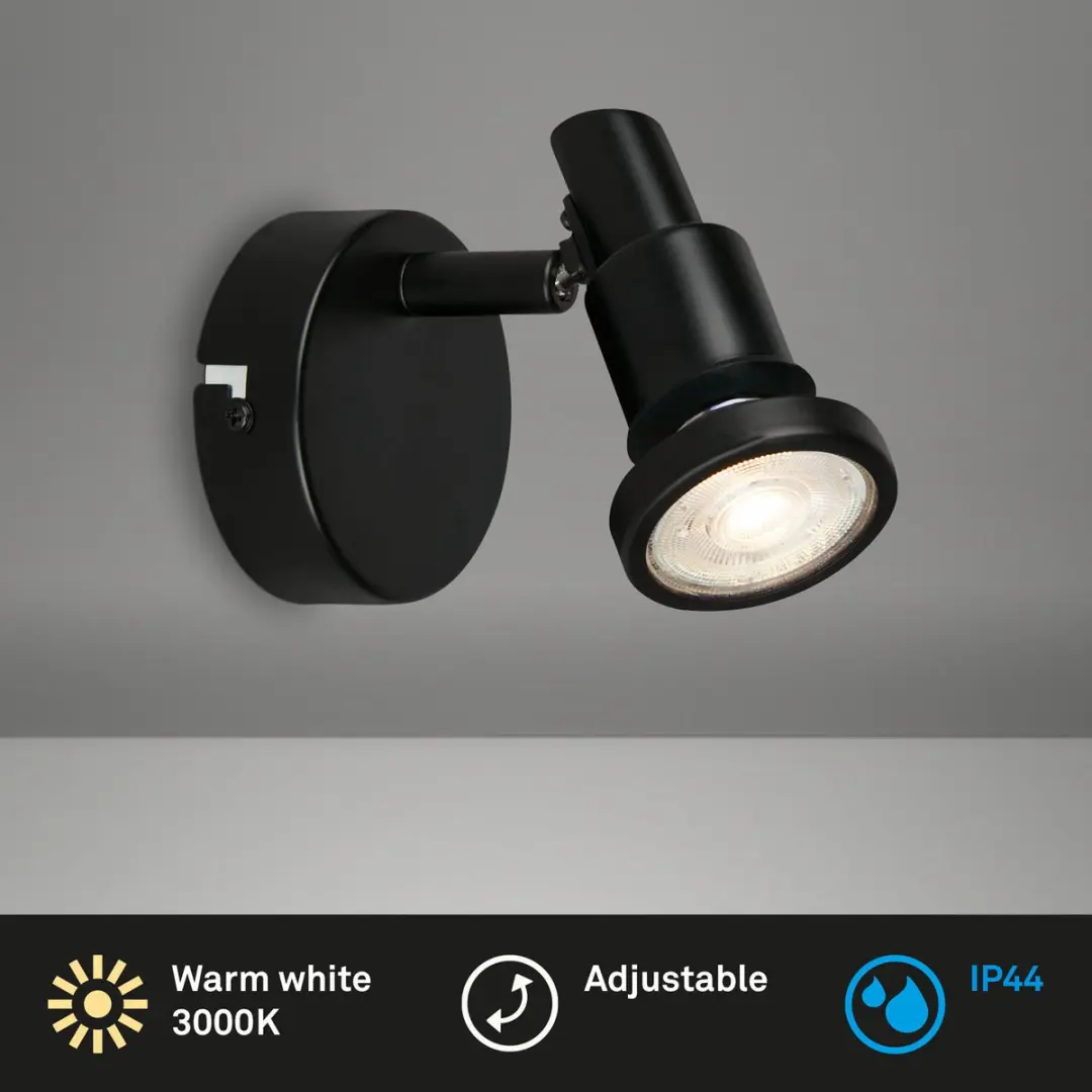 Briloner LED Badkamerverlichting Wandlamp GU10 IP44 - 4,8W - Zwart