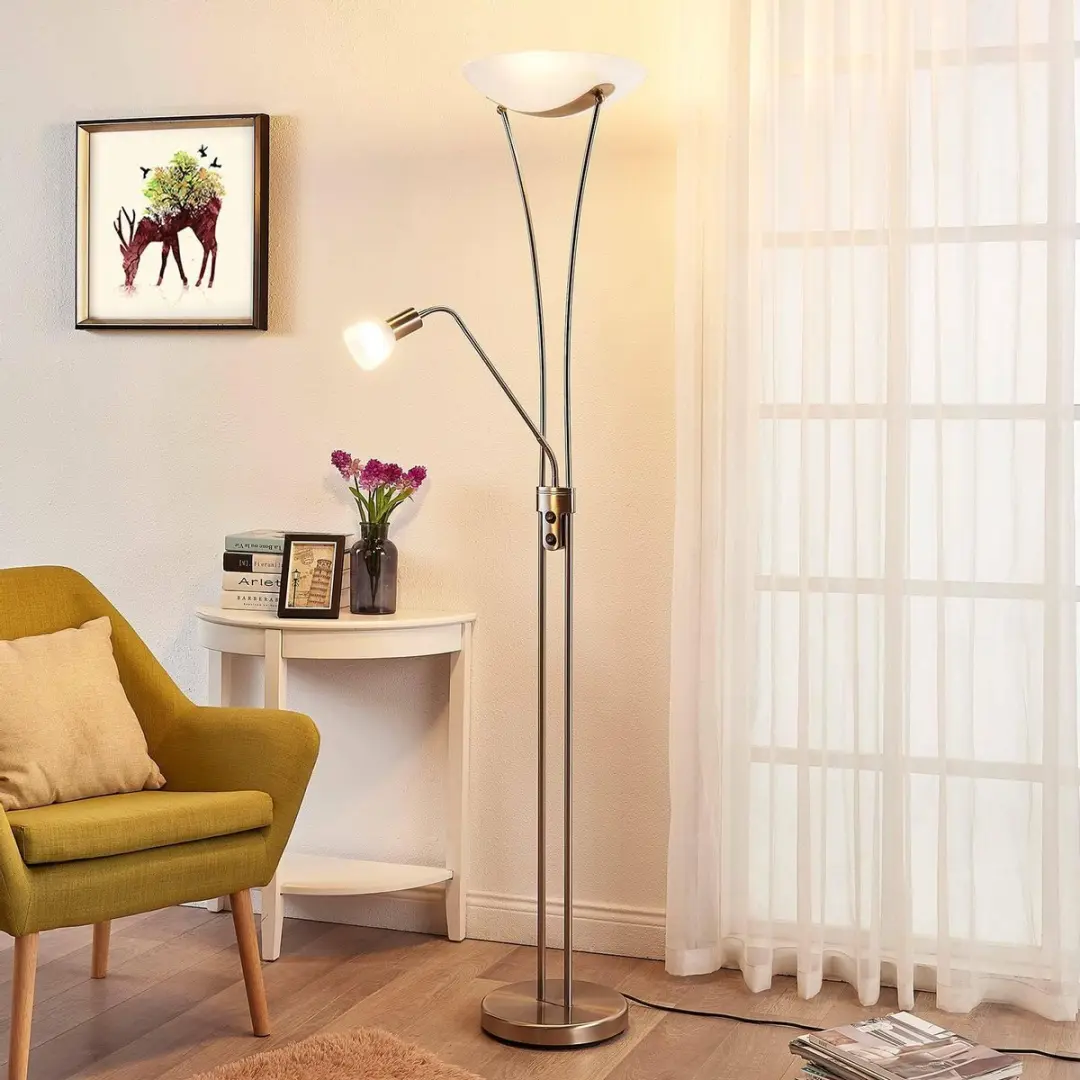 Lindby Vloerlamp 3-licht Metaal Glas 180cm