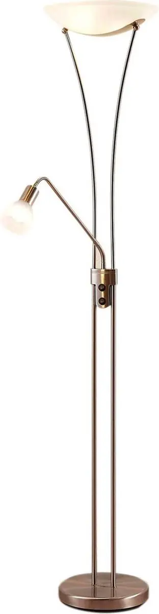Lindby Vloerlamp 3-licht Metaal Glas 180cm - Nikkel Satijn/Albast Wit