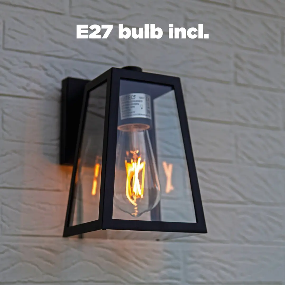 Lutec Fia Wandlamp E27 Mat Zwart - IP44