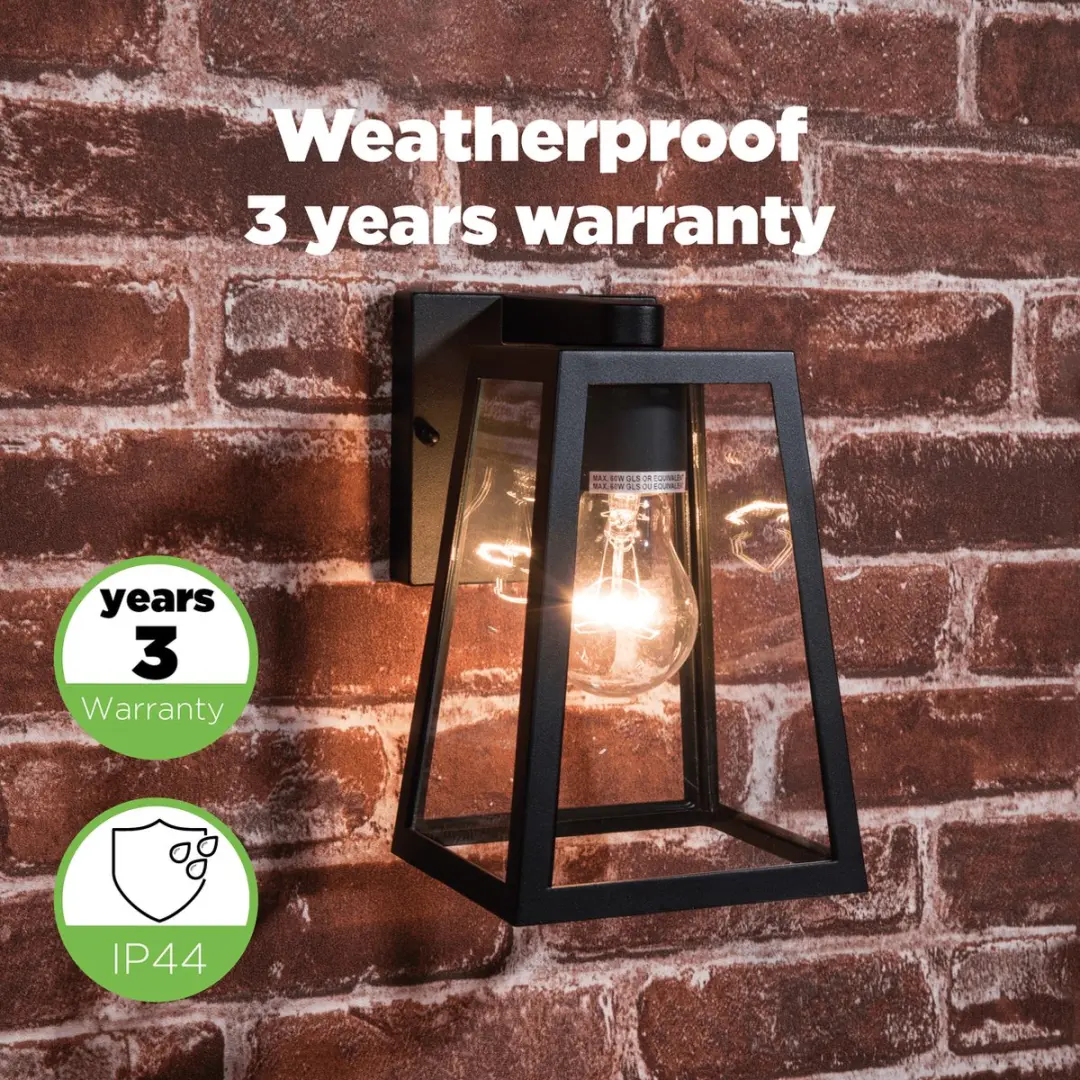 Lutec Fia Wandlamp E27 Mat Zwart - IP44