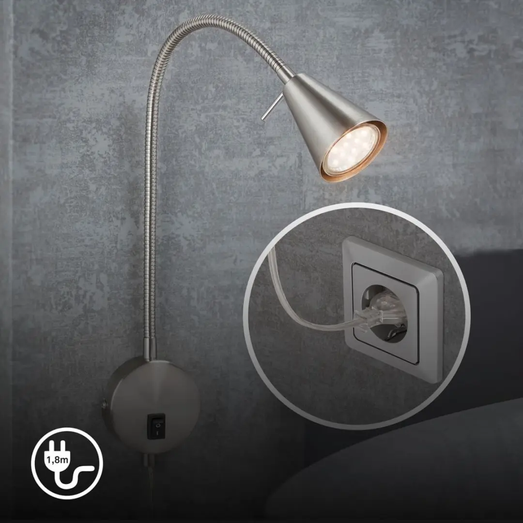 Briloner Tusa LED Wandlamp 4.7W - Mat nikkel