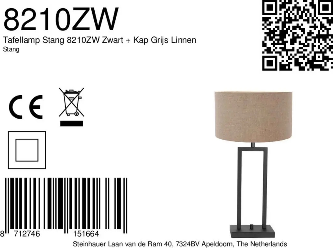 Steinhauer Tafellamp Stang 8210ZW - Grijs
