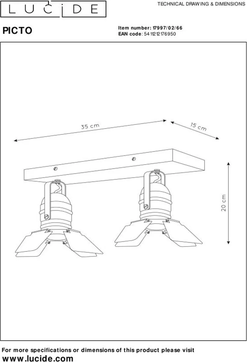 Lucide PICTO Plafondspot Kinderkamer 2xGU10 - Roze