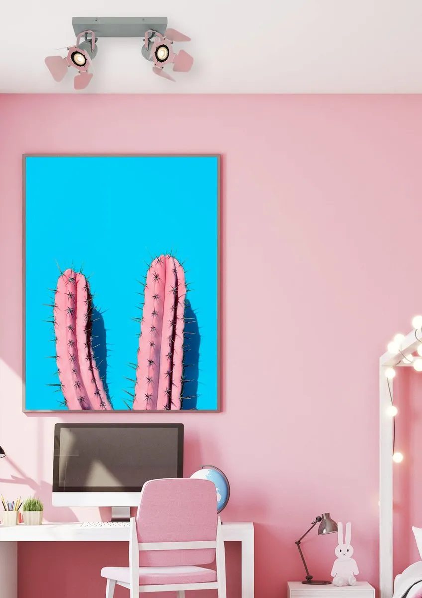 Lucide PICTO Plafondspot Kinderkamer 2xGU10 - Roze