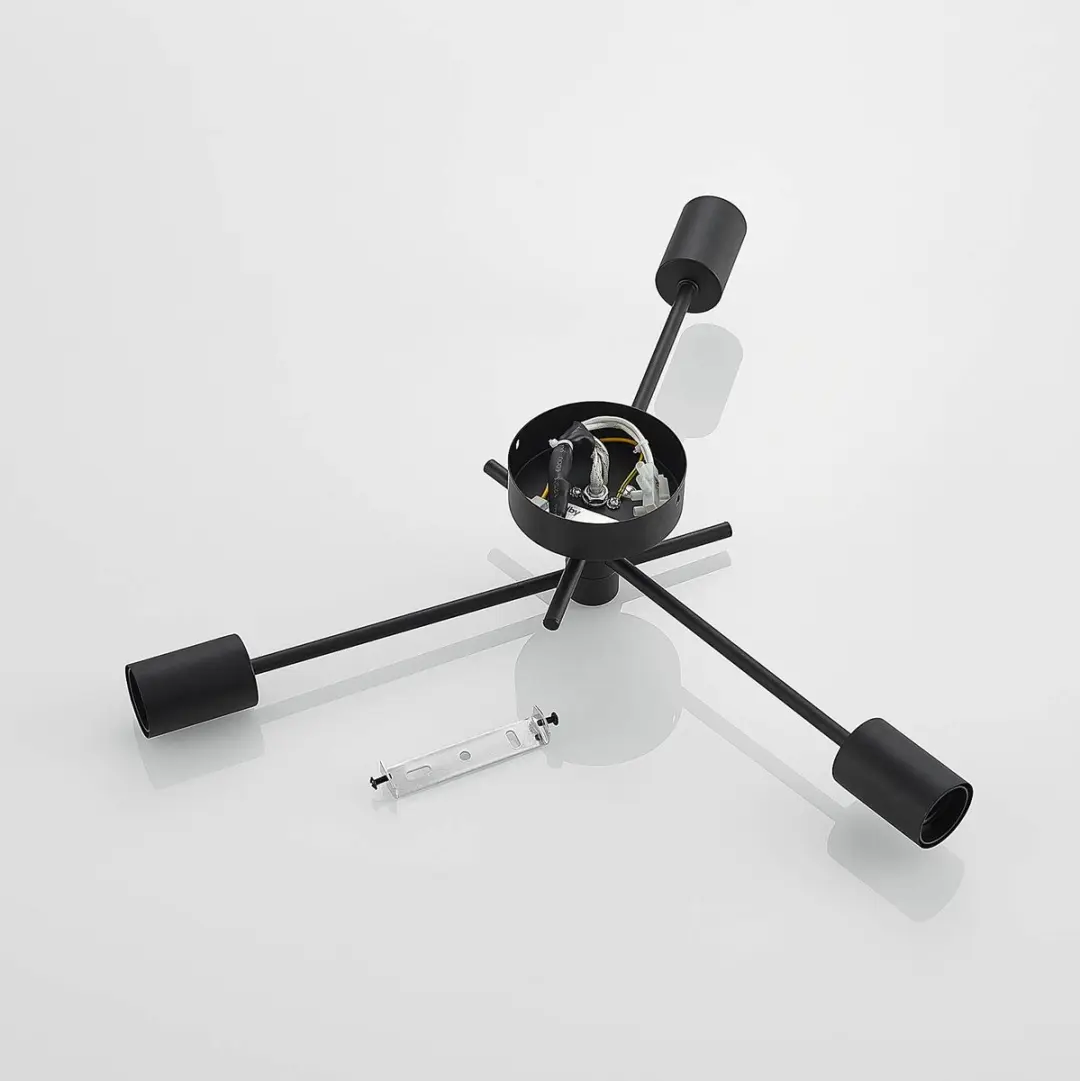 Lindby Plafondlamp 3x15W - Ø56cm - Zwart mat