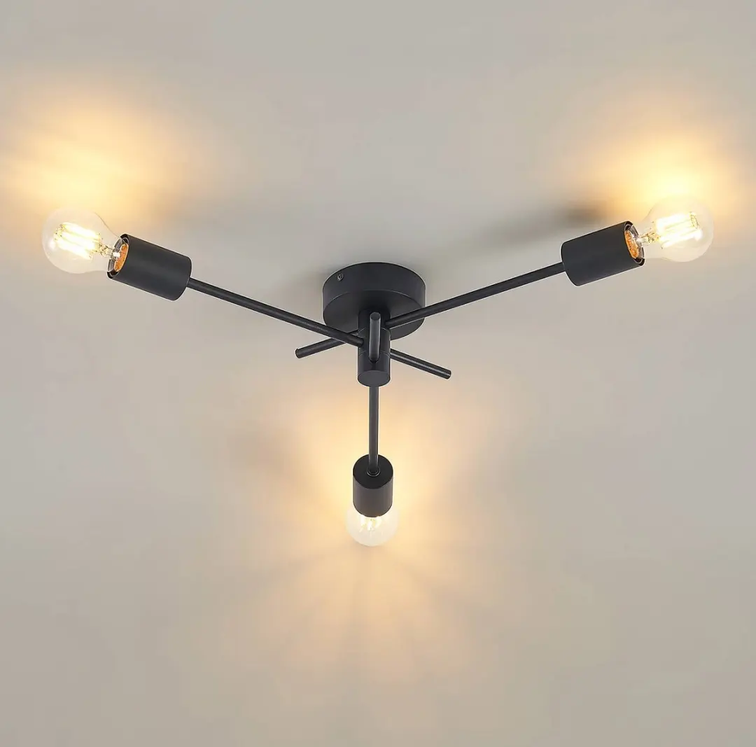 Lindby Plafondlamp 3x15W - Ø56cm - Zwart mat