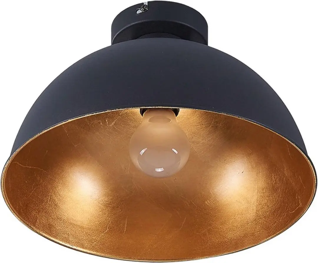 Lindby Plafondlamp Magna Eglip+ - 1 Lichtpunt - Ø31cm - Zwart/Goudmat