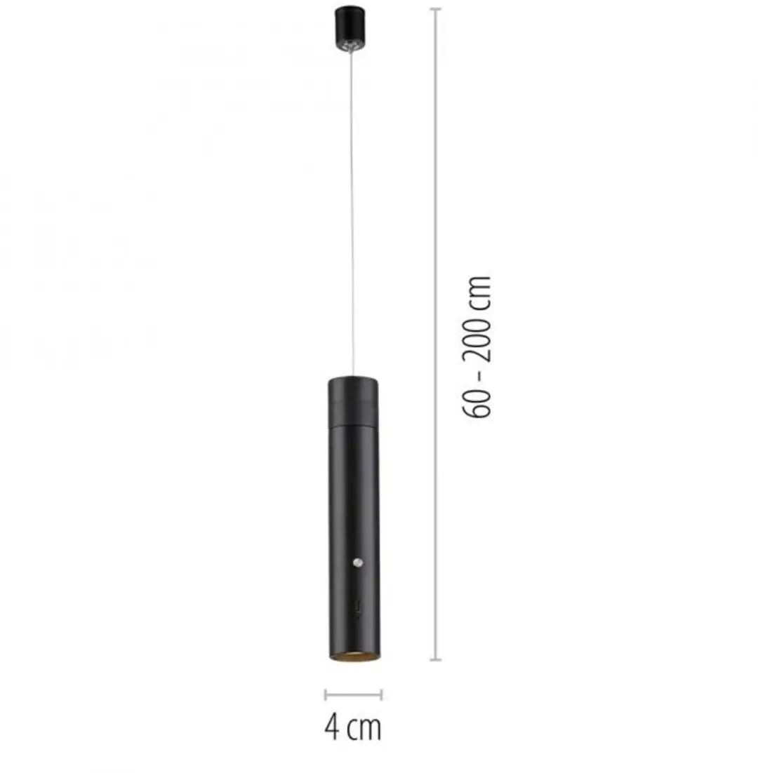 Just Light Oplaadbare Hanglamp Attach Zwart - USB-C - Ø4cm - afbeelding 6 van 6