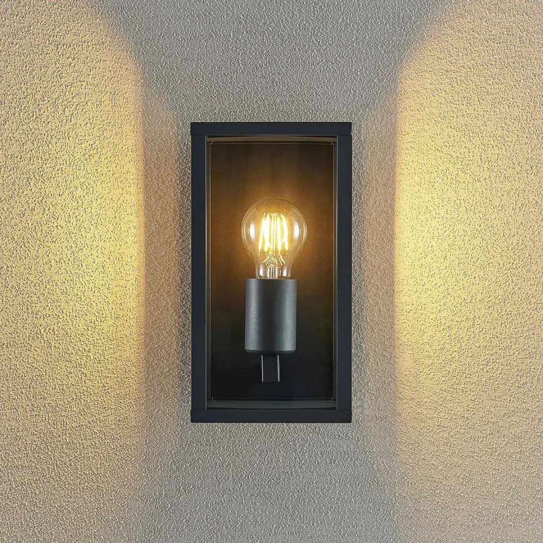 Lindby Wandlamp Buiten Aluminium Glas 26cm E27 Antraciet