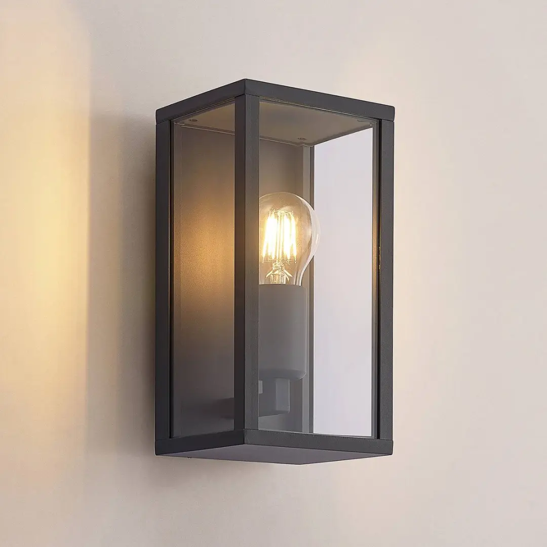 Lindby Wandlamp Buiten Aluminium Glas 26cm E27 Antraciet