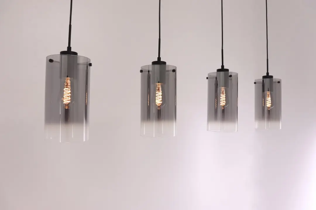 Freelight Hanglamp 4-lichts Glas Smoke naar Helder 125cm - Zwart