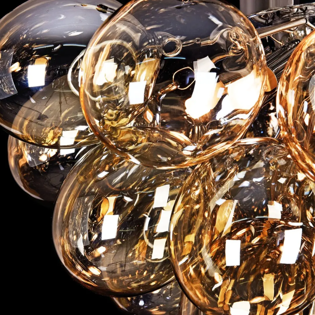 Maytoni Balbo Plafondlamp Ø50cm - 8 Lichtpunten - Amber/Nikkel