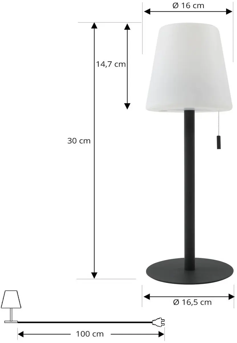 Lindby Terraslamp CCT 1 Licht - 45 cm - Zwart/Wit
