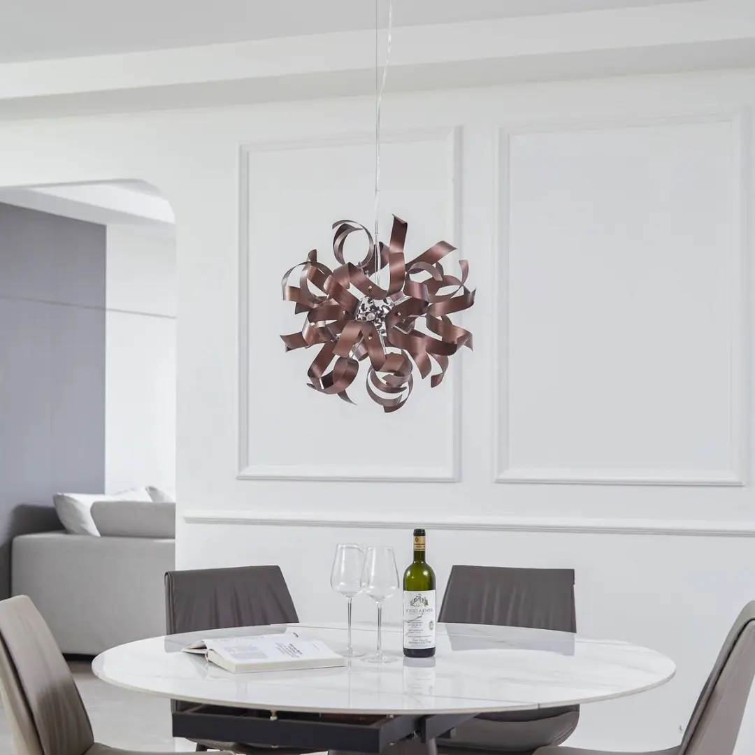Lucande Hanglamp 5-lichten Satijn Koper - Ø46cm