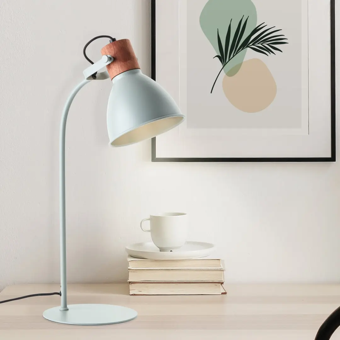 Brilliant Erena Tafellamp 52cm - Lichtgroen Metaal/Hout - 1x E27