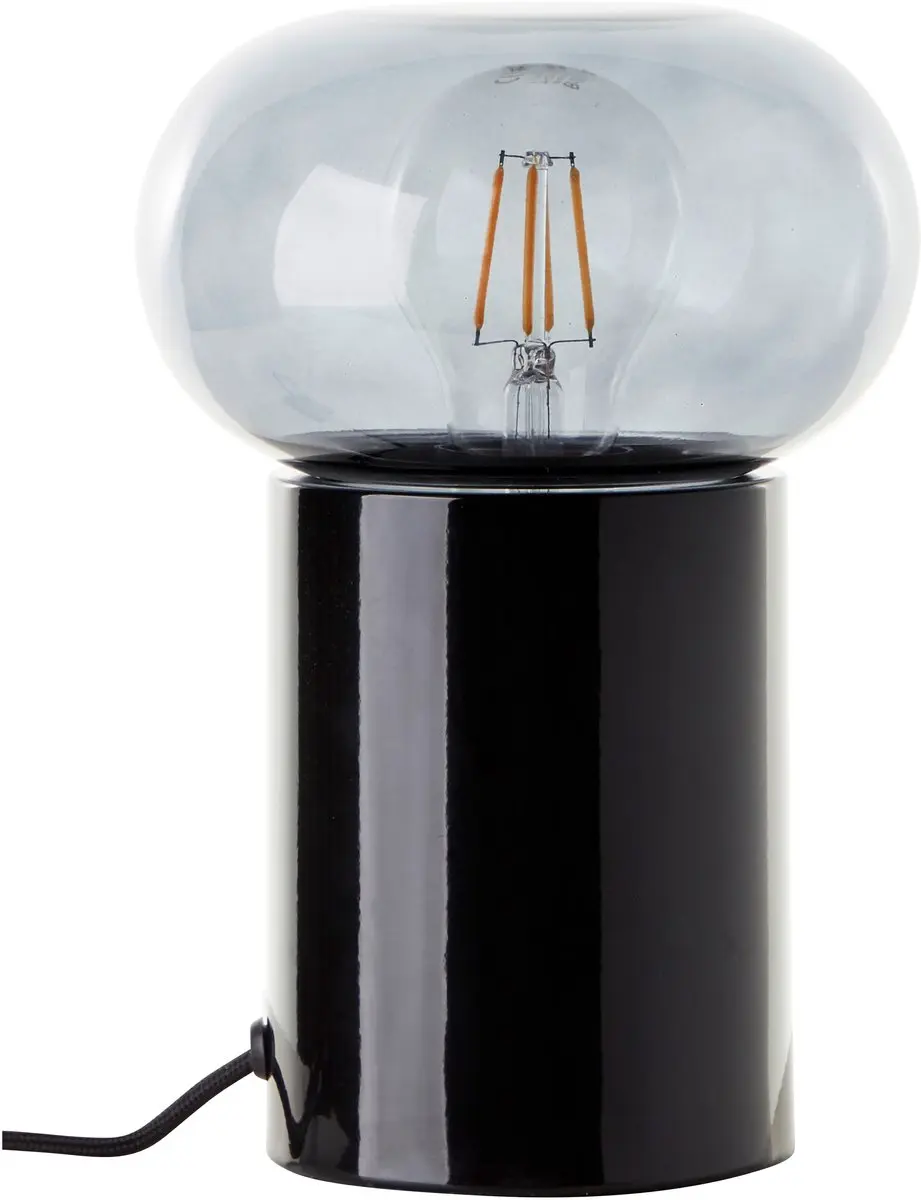 Brilliant Knut Tafellamp 22cm - Zwart mat/rookglas - E27 25W