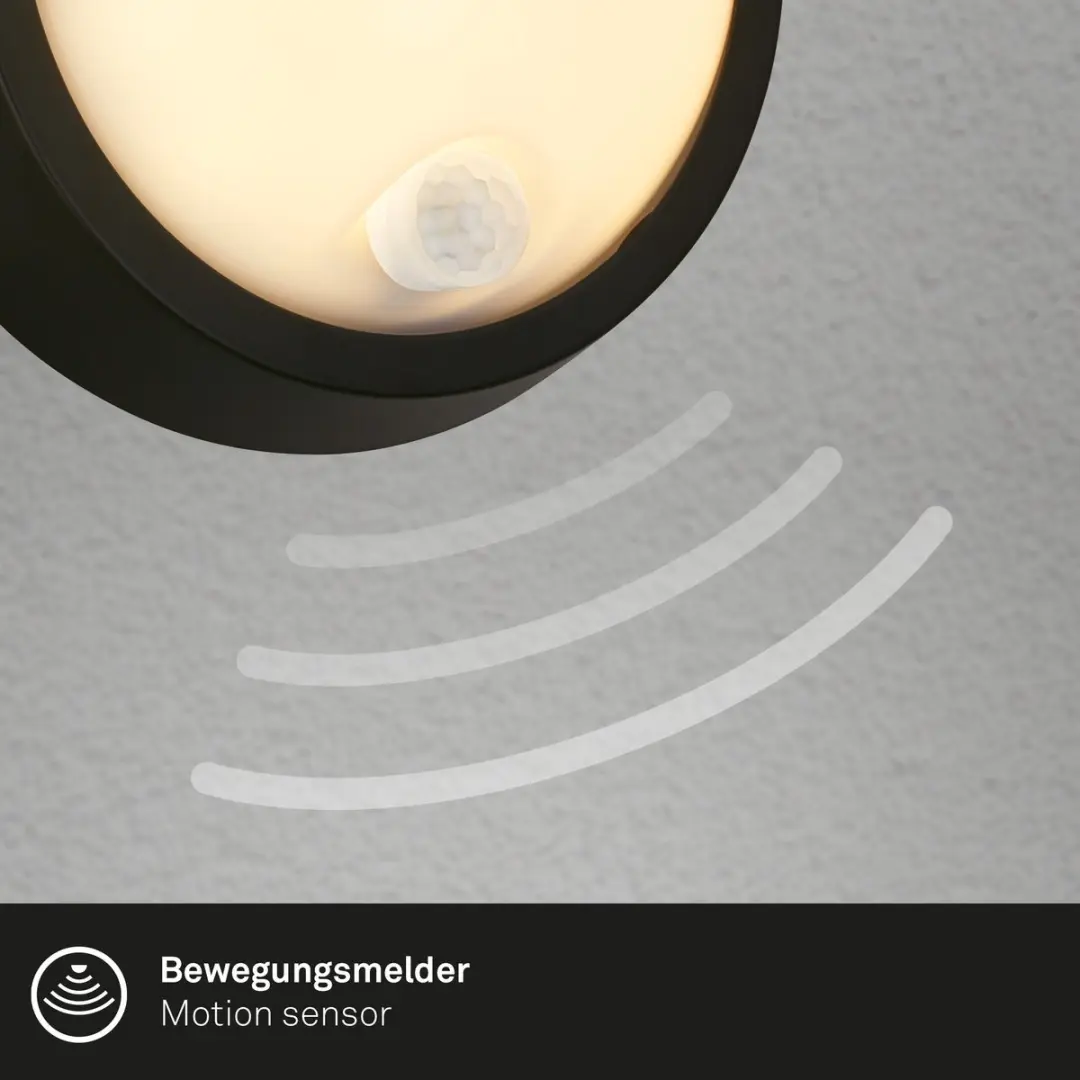 Briloner Wandlamp Buiten met Bewegingsmelder 3000K - Ø17cm - Zwart