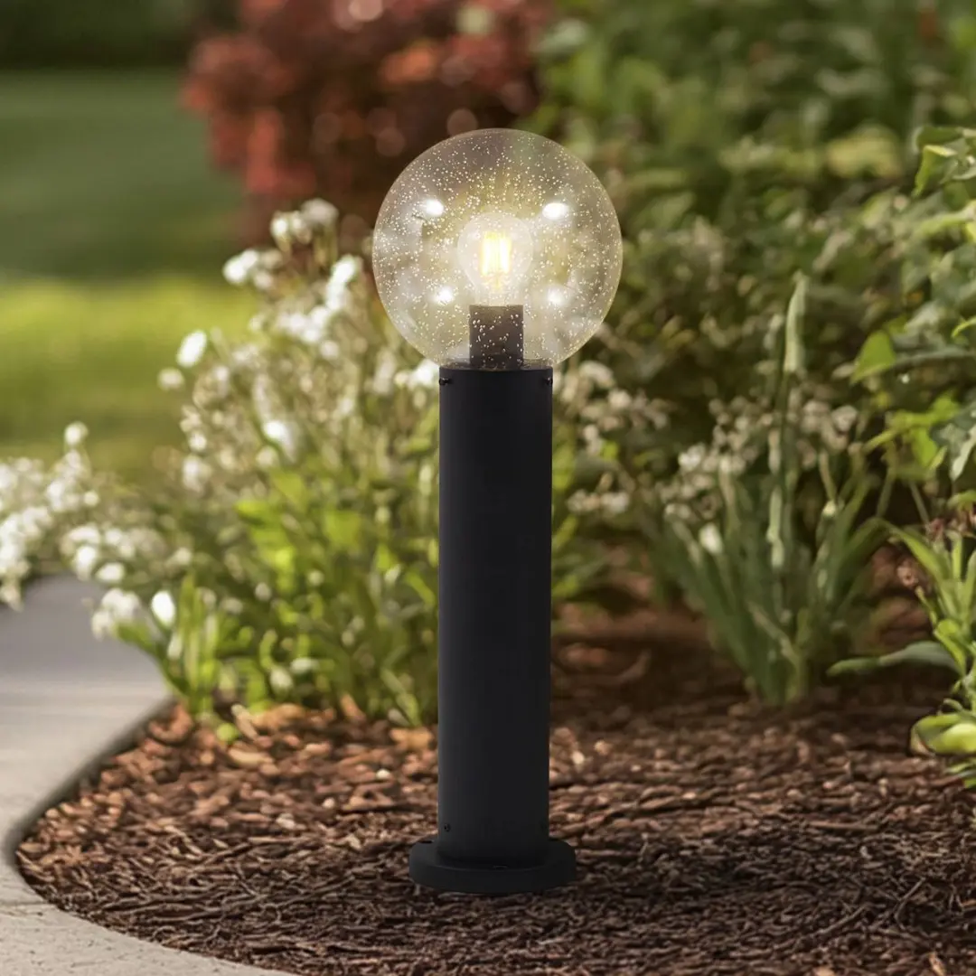 Lindby Sokkellamp E27 Glas Aluminium - 20cm - Transparant/Zwart
