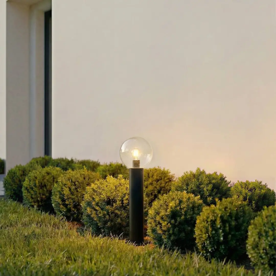Lindby Sokkellamp E27 Glas Aluminium - 20cm - Transparant/Zwart