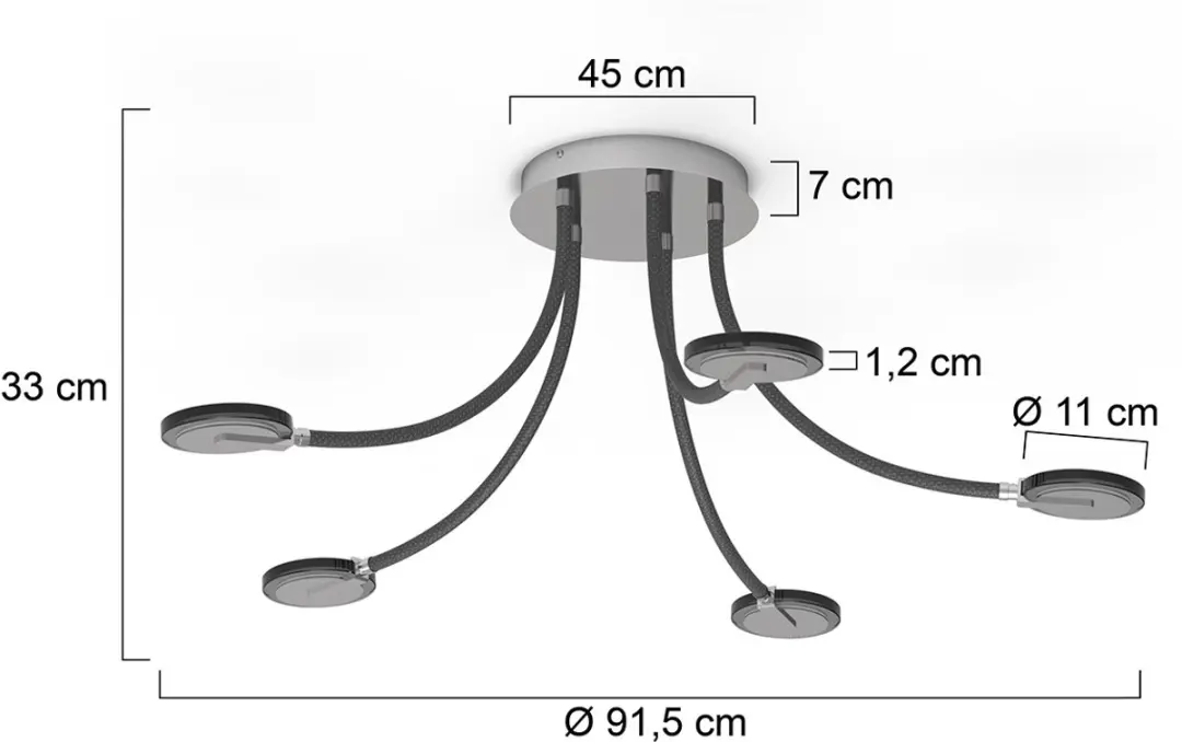 Steinhauer Turound Plafondlamp Ø92cm - 5 Lichtpunten - Staal