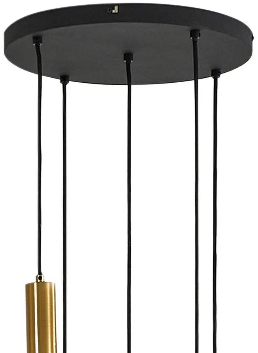 Lindby Hildur Hanglamp 5xE27 - 22cm - Rookgrijs/Messing