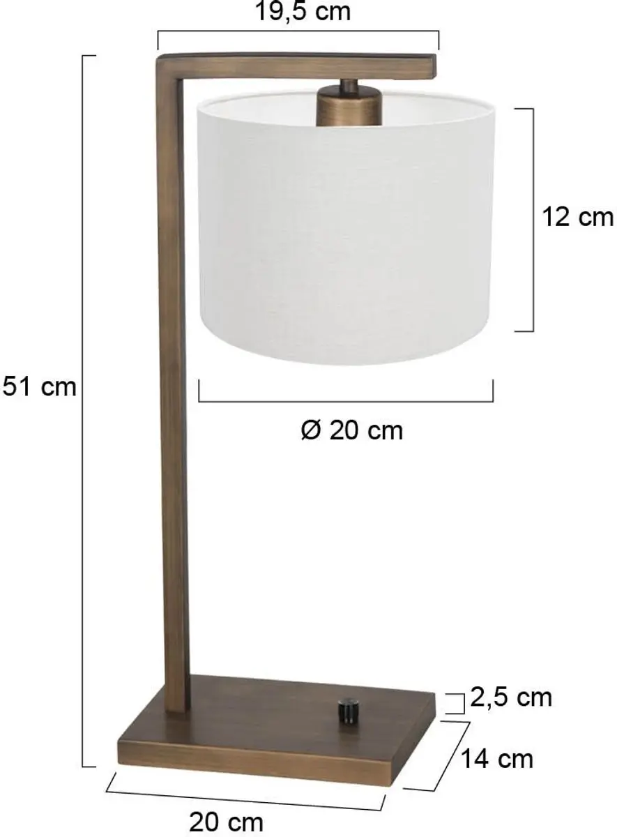 Steinhauer Stang 4902BR Bronzen Tafellamp - 51cm - E27 - Warm wit - afbeelding 6 van 6