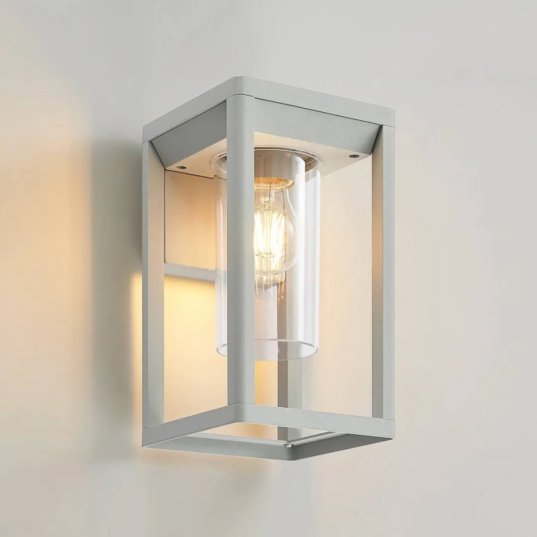 Lindby Wandlamp Buiten 1 Licht E27 Zilvergrijs