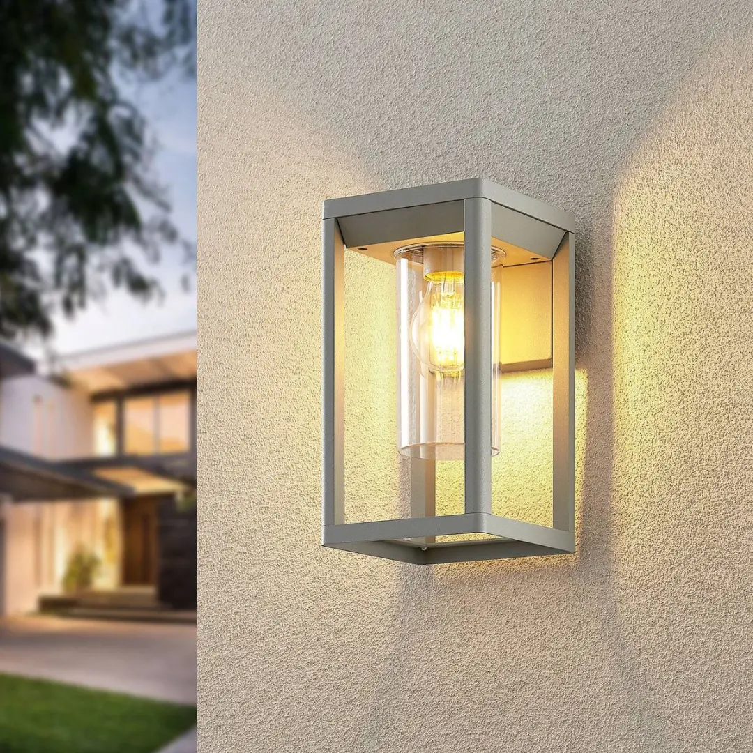 Lindby Wandlamp Buiten 1 Licht E27 Zilvergrijs