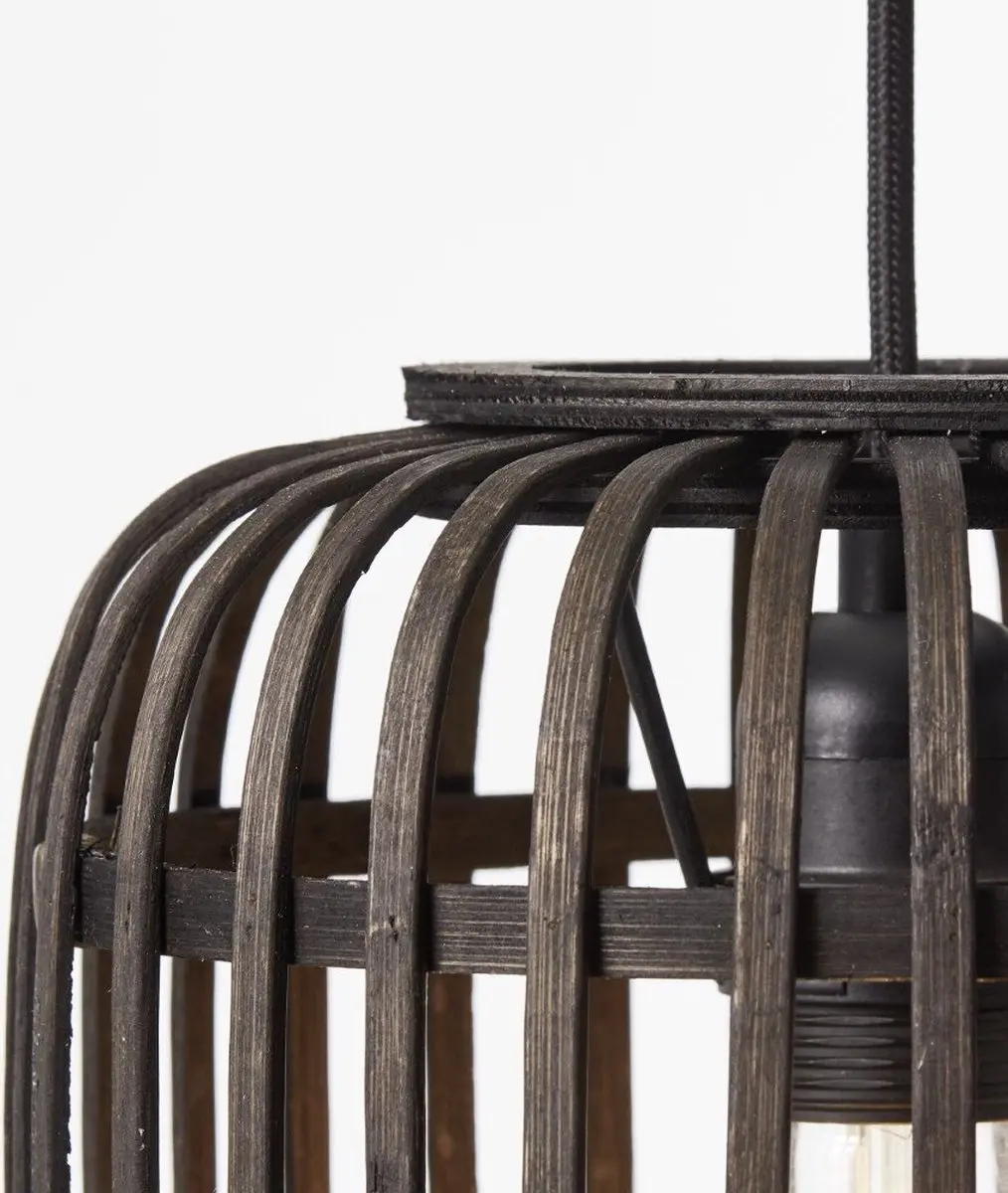 Brilliant Woodrow Hanglamp E27 - Hout/Zwart