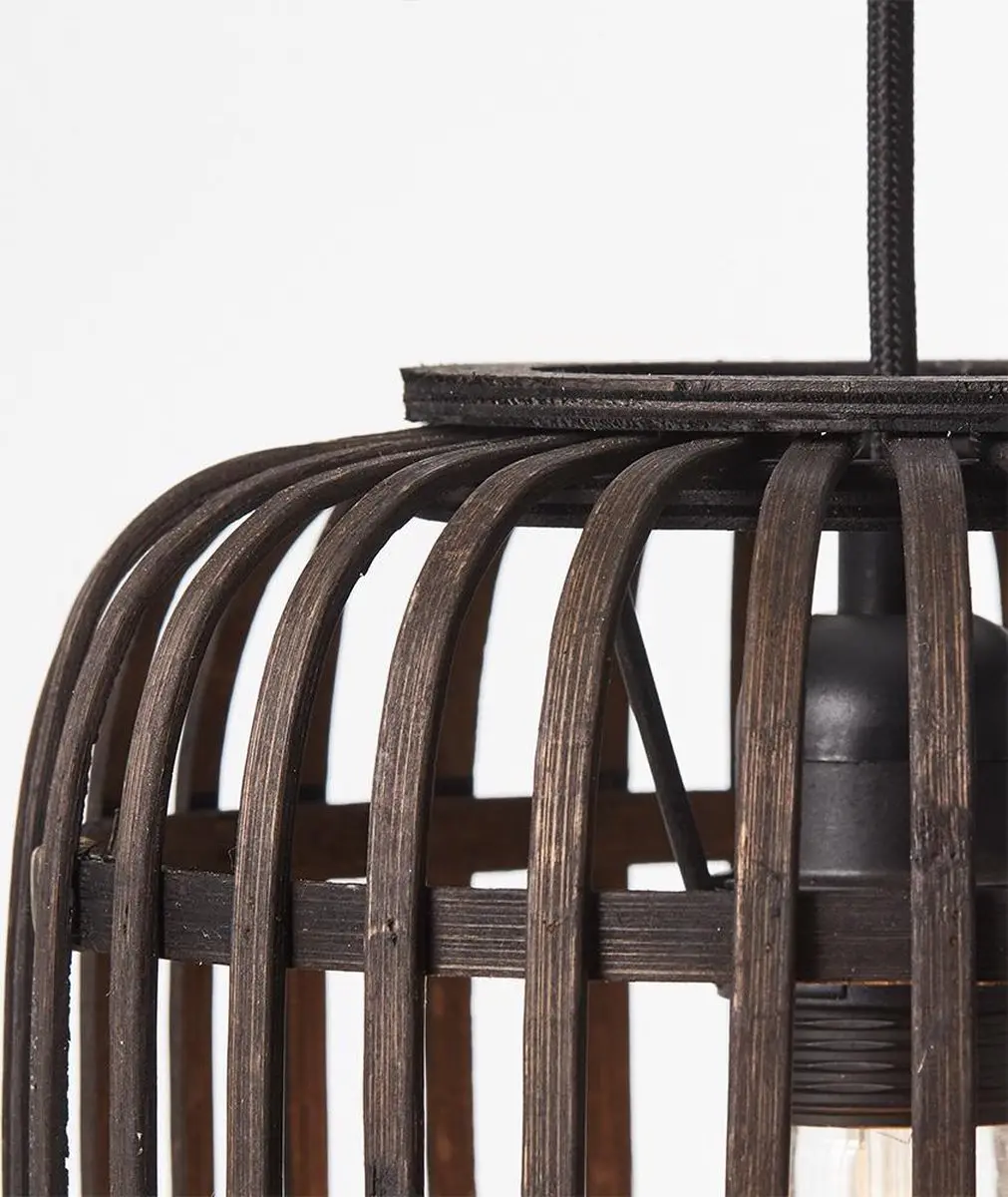 Brilliant Woodrow Hanglamp E27 - Hout/Zwart