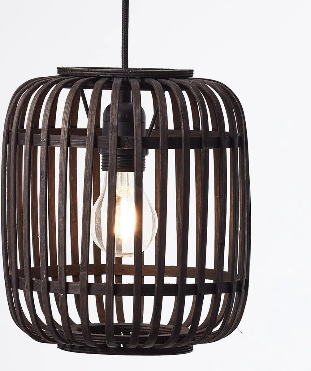 Brilliant Woodrow Hanglamp E27 - Hout/Zwart
