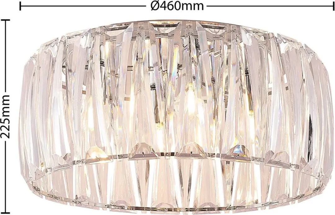 Lindby Plafondlamp 4 Licht Acryl - Ø46cm - Transparant/Chroom