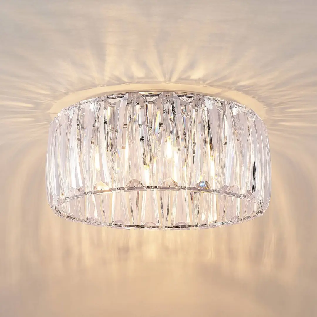 Lindby Plafondlamp 4 Licht Acryl - Ø46cm - Transparant/Chroom