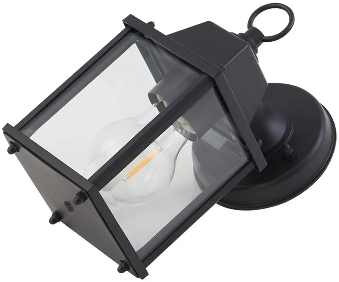 Lindby Wandlamp Buiten Aluminium Glas E27 - 1 Lichtpunt - Zwart/Transparant
