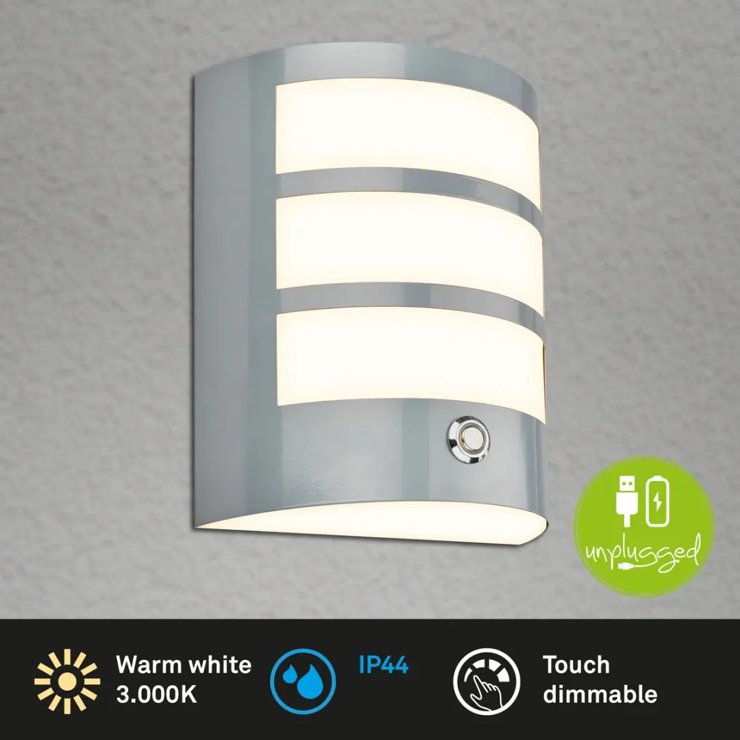 Briloner LED Wandlamp Touch Accu 5.8W - Mat Chroom