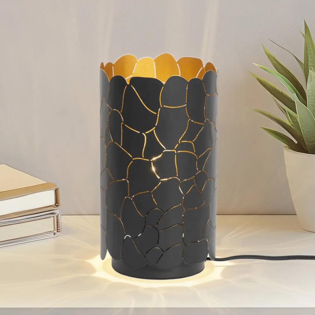 Lindby Tafellamp Metaal 1 Licht E27 - 15W - Zwart/Goud