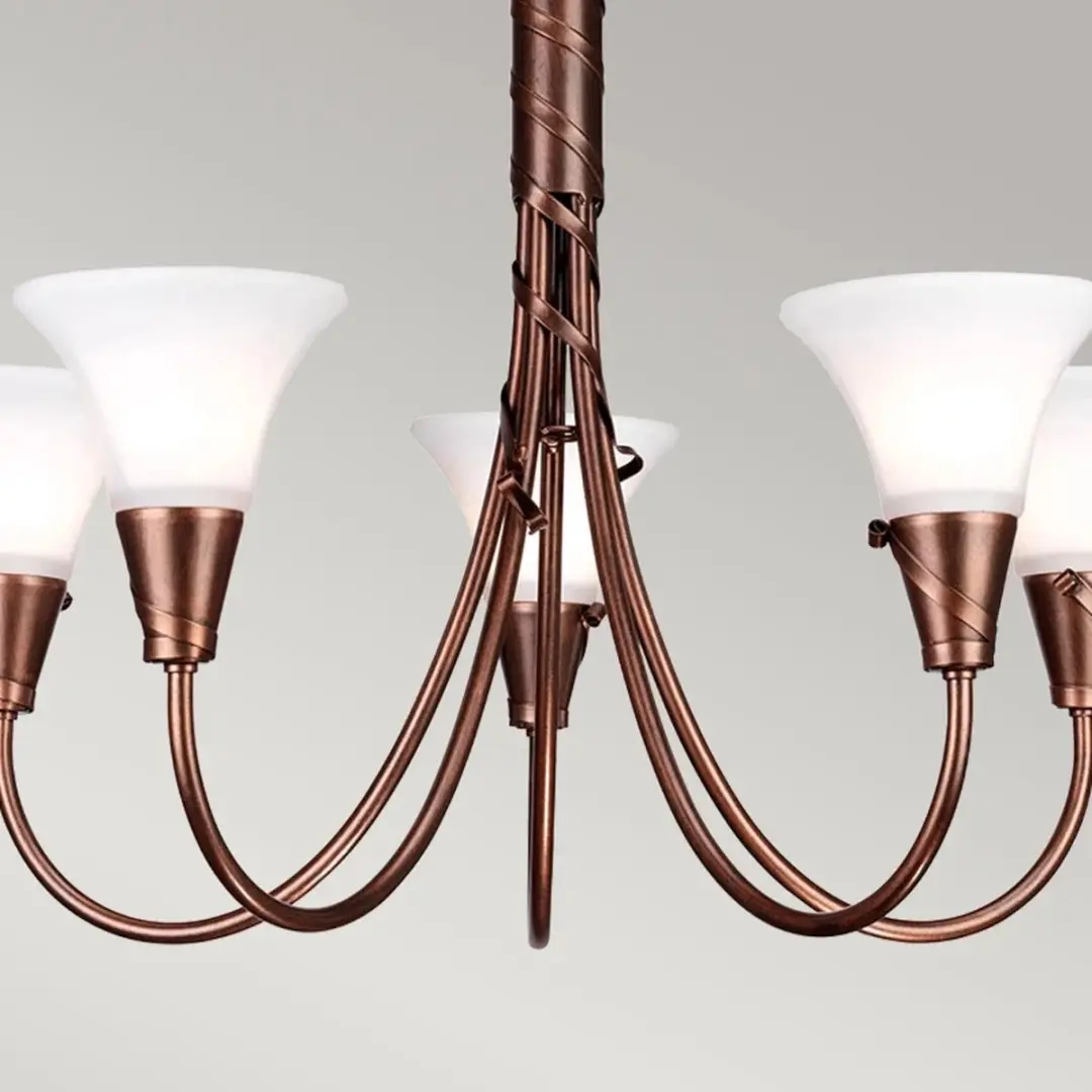 Elstead LED Kroonluchter 5x E14 40W - Dimbaar - Copper Patina